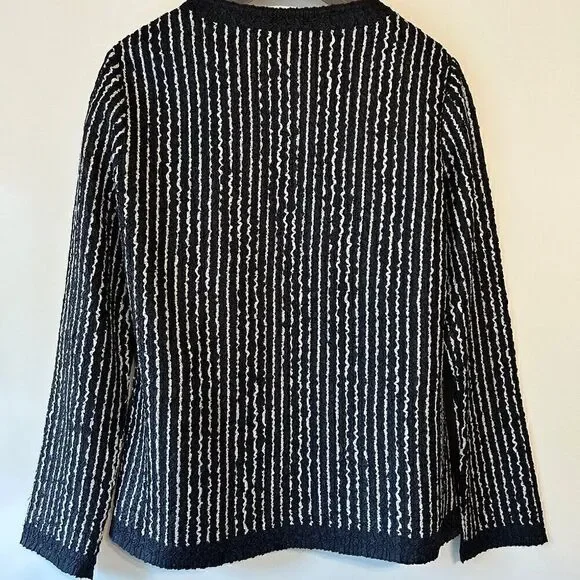 Chico's Travelers™ Collection Size 1 US 8/10 Navy Blue White Stipes - Picture 2 of 5